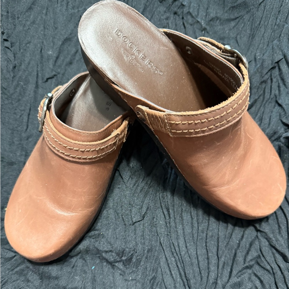 Dockers Brown Leather Mules/clogs
